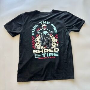 Boys Youth Large Strictly Wild Fuel the Fire Shred Tire Moto Dirt Bike Shirt